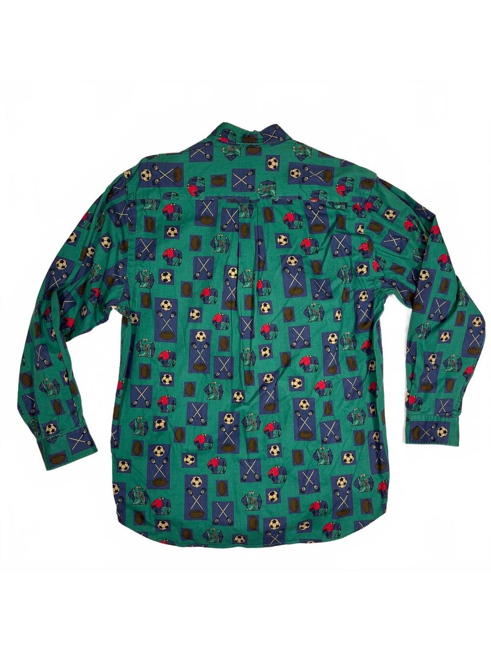 Vintage Nautica Men’s M Green AOP Soccer Golf Sports Button Down Shirt Retro Y2K - Picture 3 of 7